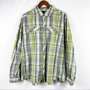 LL BEAN Men's Snap Button Long Sleeve Roll Tab Plaid Outdoors Shirt in XL